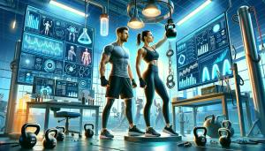 Homme et femme examinant attentivement un kettlebell modulable, soulignant l'importance de cet équipement dans leur parcours fitness.