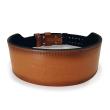 The Kettleblaze LionLift kettlebell sport belt in brown sunburst effect coloration handmade