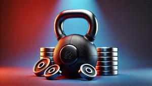 Kettlebell regolabile con design da competizione, con dischi modulari rimossi per evidenziare stabilità e personalizzazione per l'allenamento della forza.
