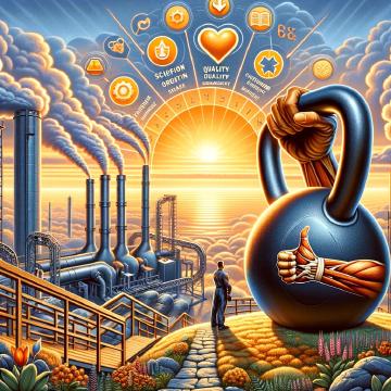 A metaphorical representation of positive testimonials about the FlexiBell 2, Kettleblaze's adjustable kettlebell, symbolizing satisfaction, progress, quality, and excellence in customer service.