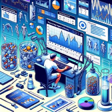 L'illustrazione rappresenta l'analisi scientifica dell'efficacia di varie tecniche di recupero, con una persona che esamina grafici e dati sullo schermo di un computer, evidenziando l'importanza delle pratiche basate sull'evidenza per migliorare le prestazioni atletiche e il benessere.