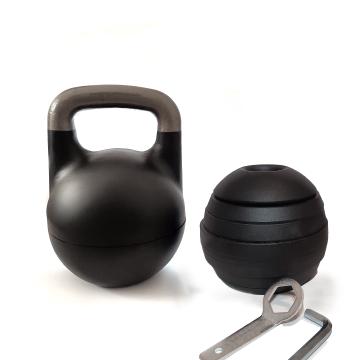 Das modulare Kettlebell FlexiBell 2 im Nahbereich mit enthaltenen Gewichtsscheiben